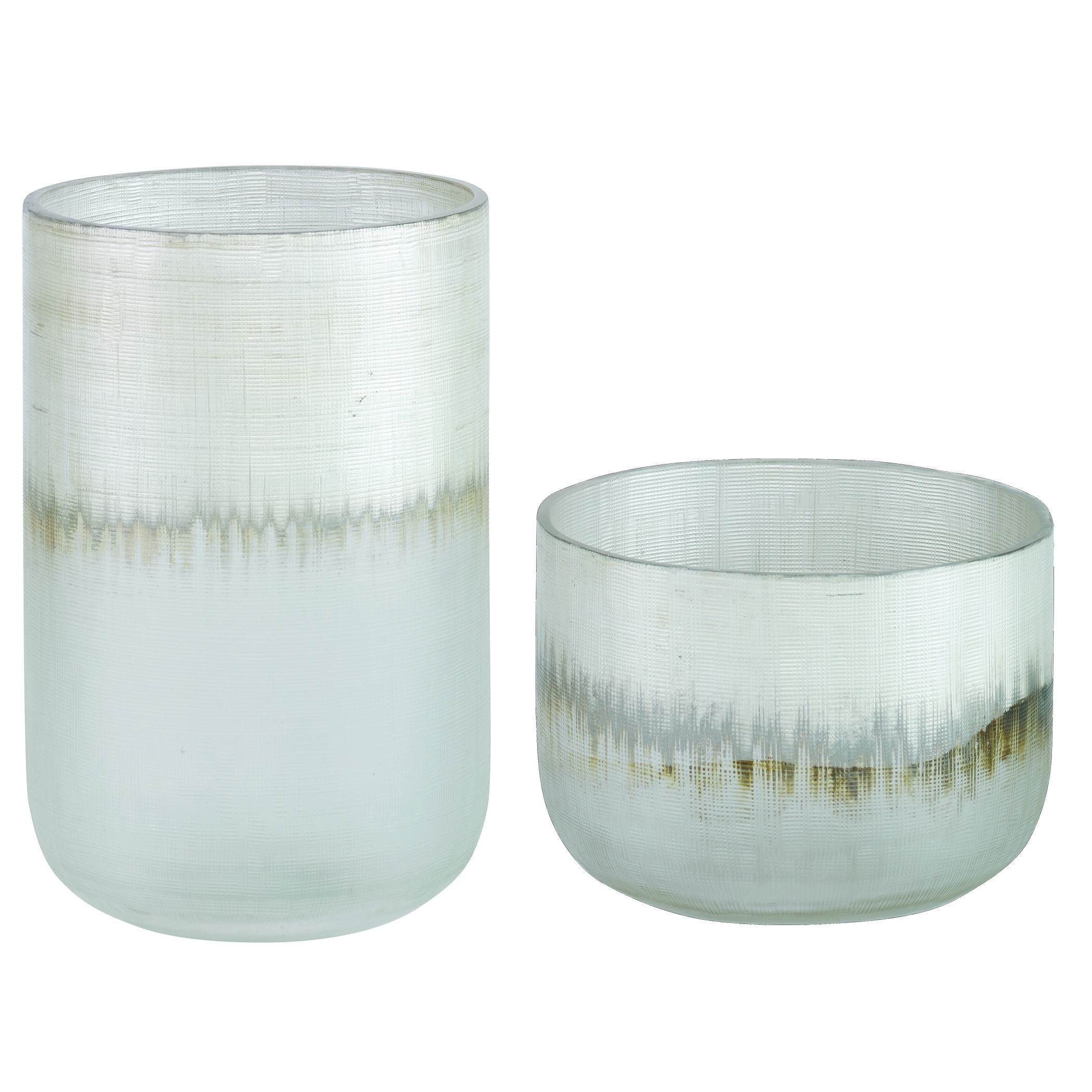 Frost Silver Drip Glass Vases Set/2, Decorative by Uttermost, 5.9" width x 9" height x 5.9" depth View 1
