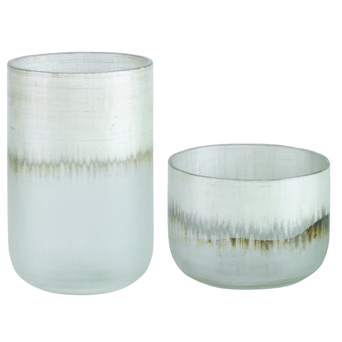 Frost Silver Drip Glass Vases Set/2, by Uttermost, 5.9" width x 9" height x 5.9" depth View 1