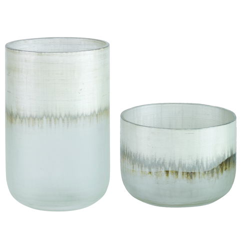 Frost Silver Drip Glass Vases Set/2