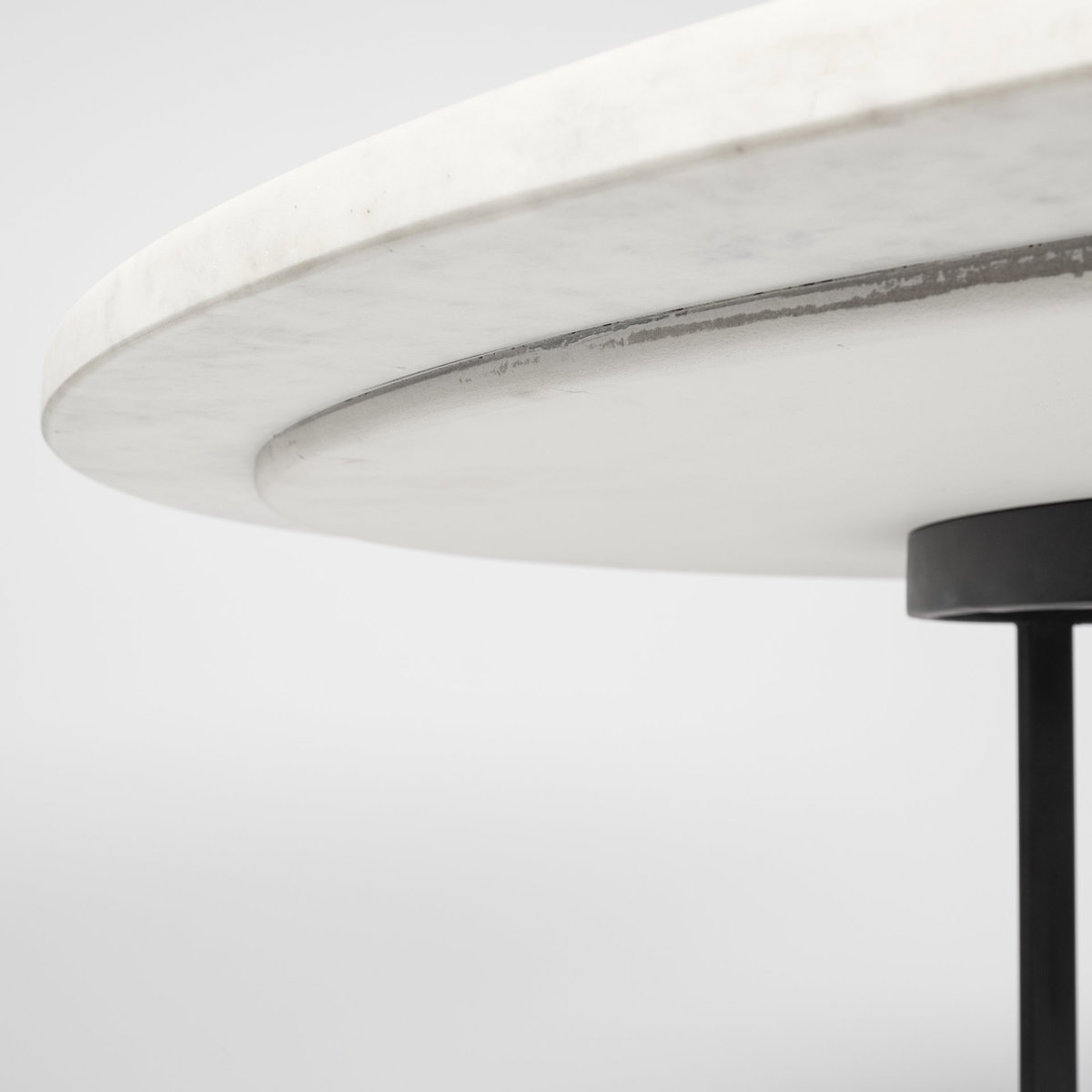 Tanner II 48' Round White Marble Top Black Metal Base Dining Table, by Mercana, 48" length x 48" width x 30" height View 7