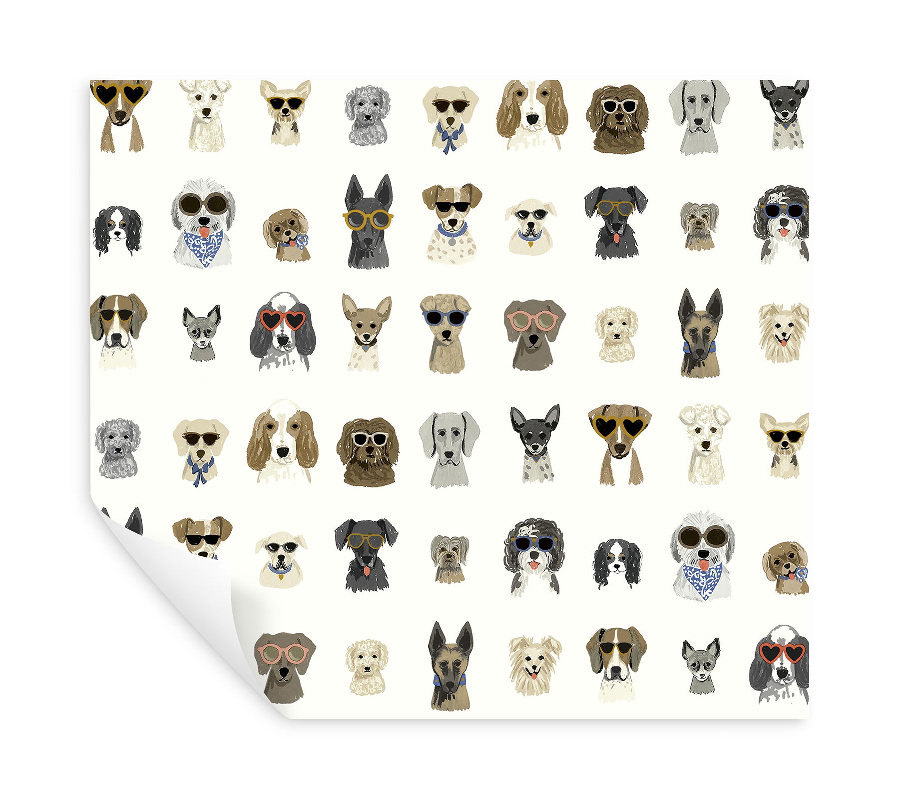 Dog Days Multi White Peel & Stick Wallpaper large image 