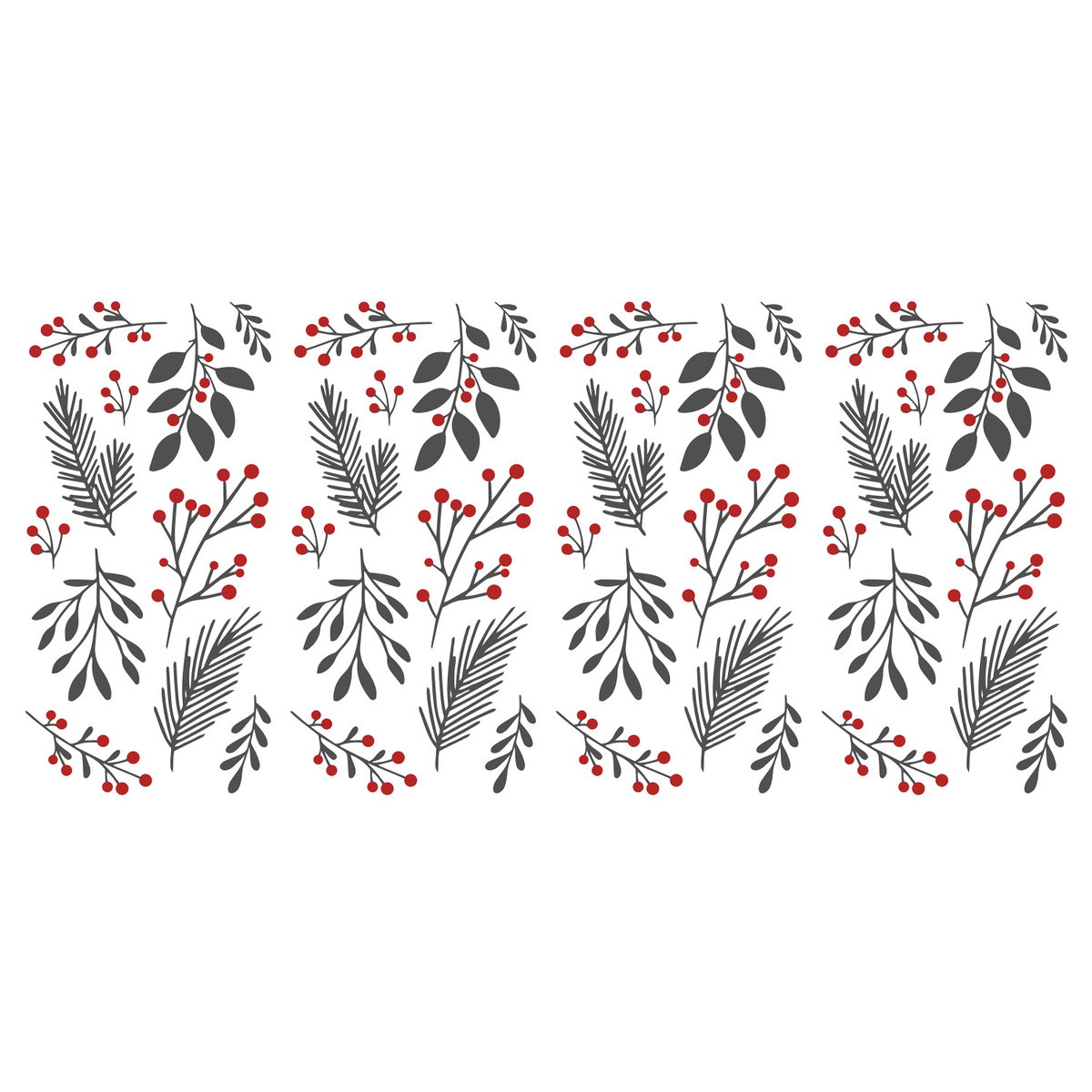 Holly Berries & Twigs Wall Decals, by York Wall, 1'4.8" length x 9" width x 1.28" depth