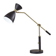 Online Designer Home/Small Office Oscar Adjustable Desk Lamp, Black w. Antique Brass