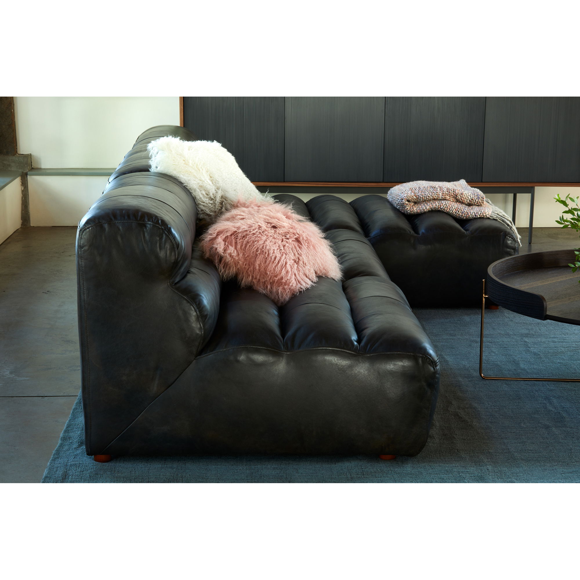 Ramsay Leather Slipper Chair Black large image 