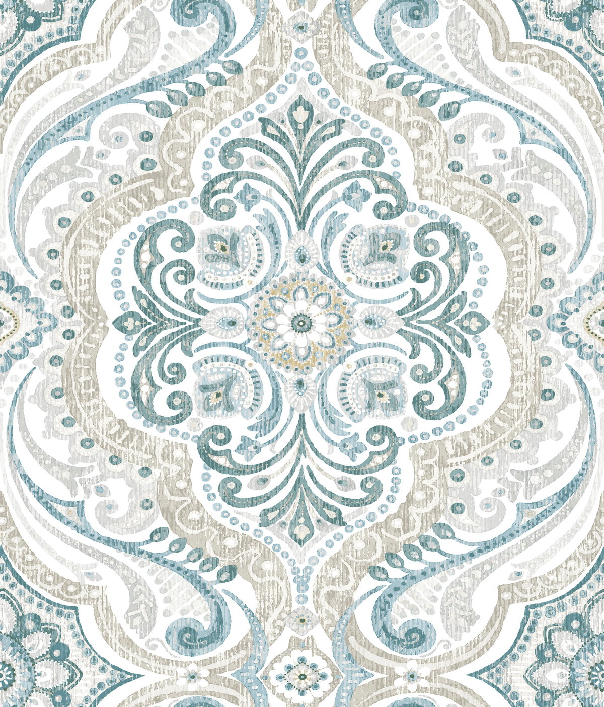 Bohemian Damask Yellow Peel & Stick Wallpaper, by York Wall, 16'6" length x 1'8.5" width x 0.02" depth