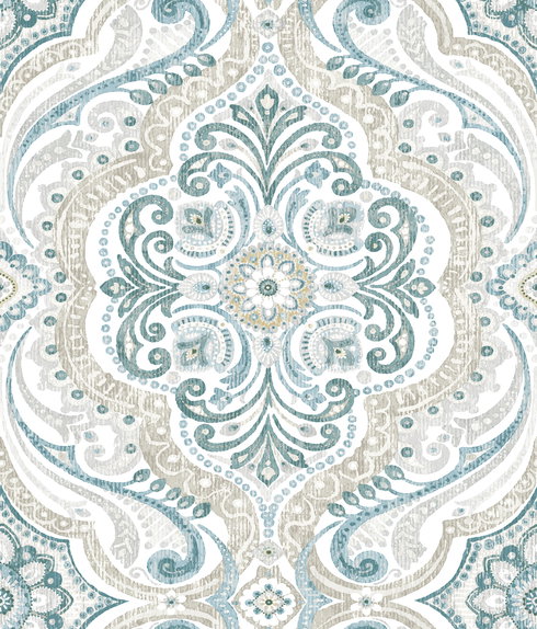 Bohemian Damask Yellow Peel & Stick Wallpaper