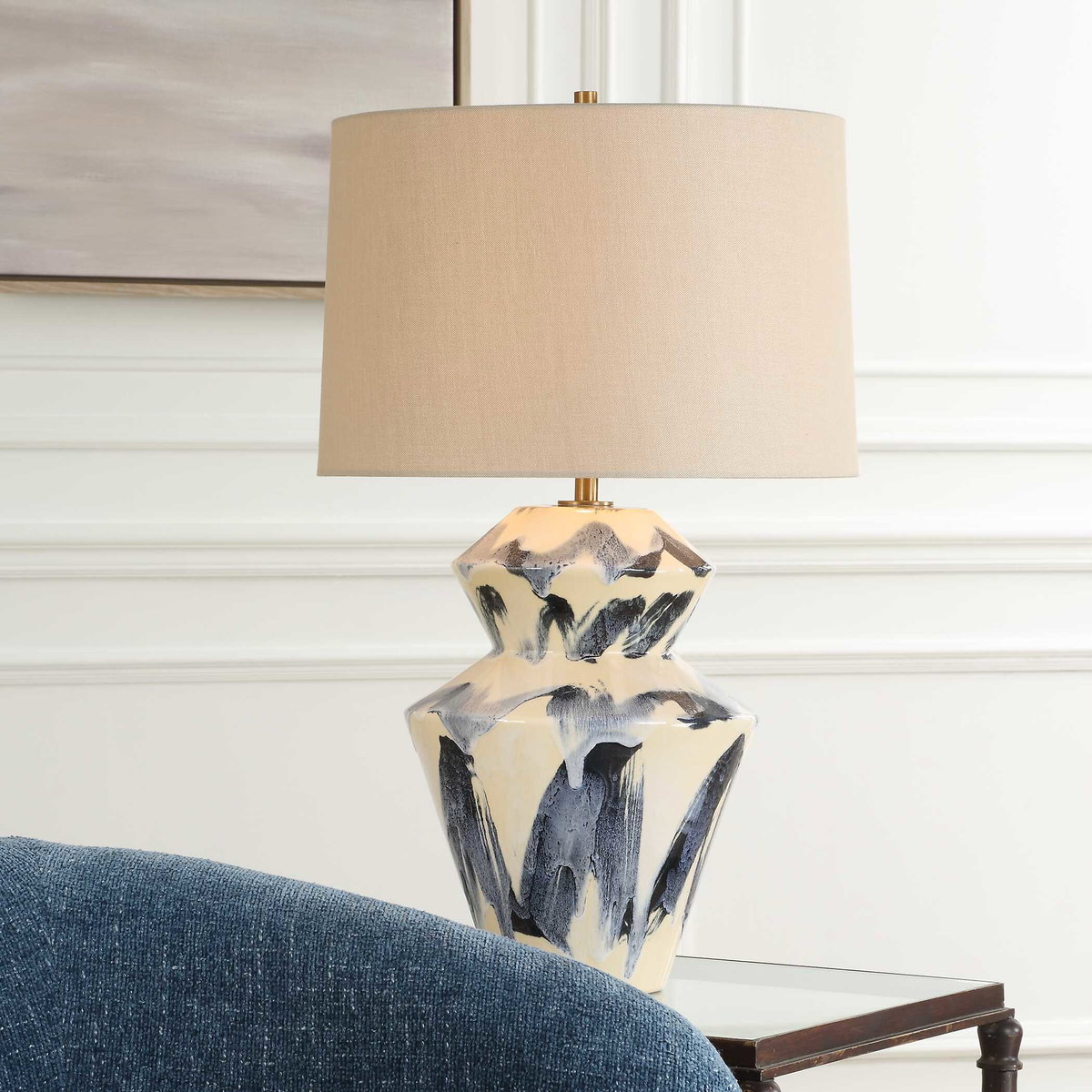 Oranda Abstract Geometric Table Lamp, by Uttermost, 17" width x 28.5" height x 17" depth View 2