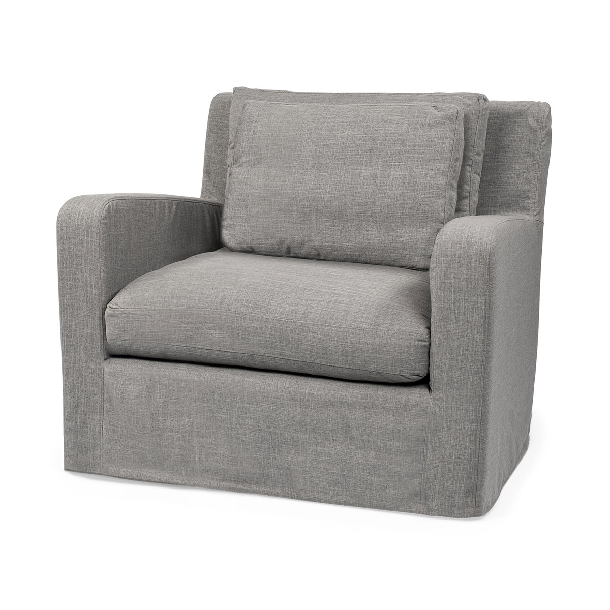 Denly III 38 X 38.25 X 34.5 Flint Gray Slipcover Upholstered Arm Chair, Accent Chair by Mercana, 38" length x 38.25" width x 34.5" height View 1