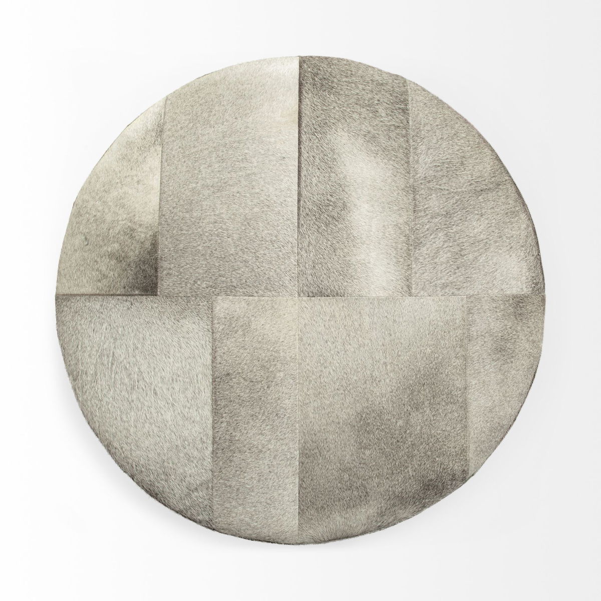 Zahavi 36' Gray Hair-On-hide with Metal Base Ottoman, by Mercana, 36" length x 36" width x 16" height View 7
