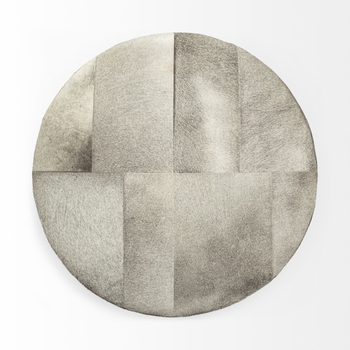 Zahavi 36' Gray Hair-On-hide with Metal Base Ottoman, by Mercana, 36" length x 36" width x 16" height View 7