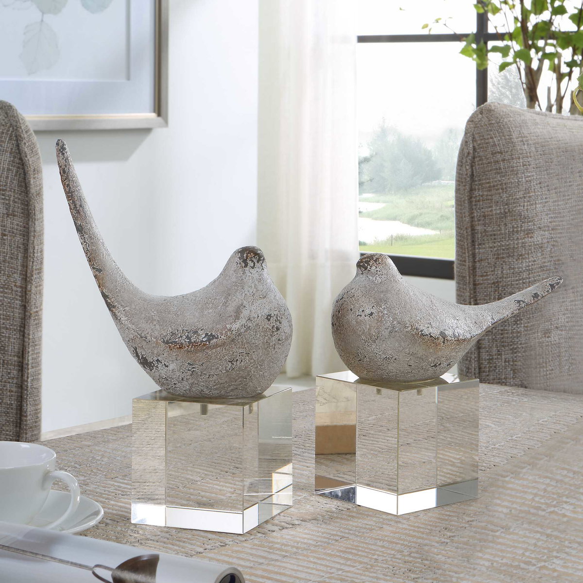 Better Together Bird Sculptures Set/2, Figurines & Statue by Uttermost, 3.87" width x 10.5" height x 7" depth View 3
