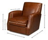 Taft Leather Swivel Chair, Havana Brown, Seating by Sarreid, 32" length x 30" width x 33" height thumbnail 15
