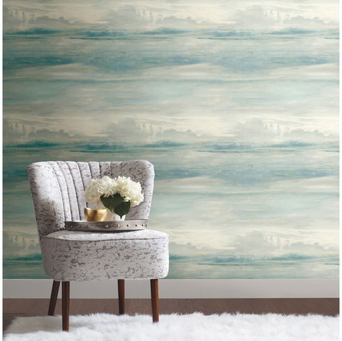 Soothing Mists Scenic Light Blue Wallpaper