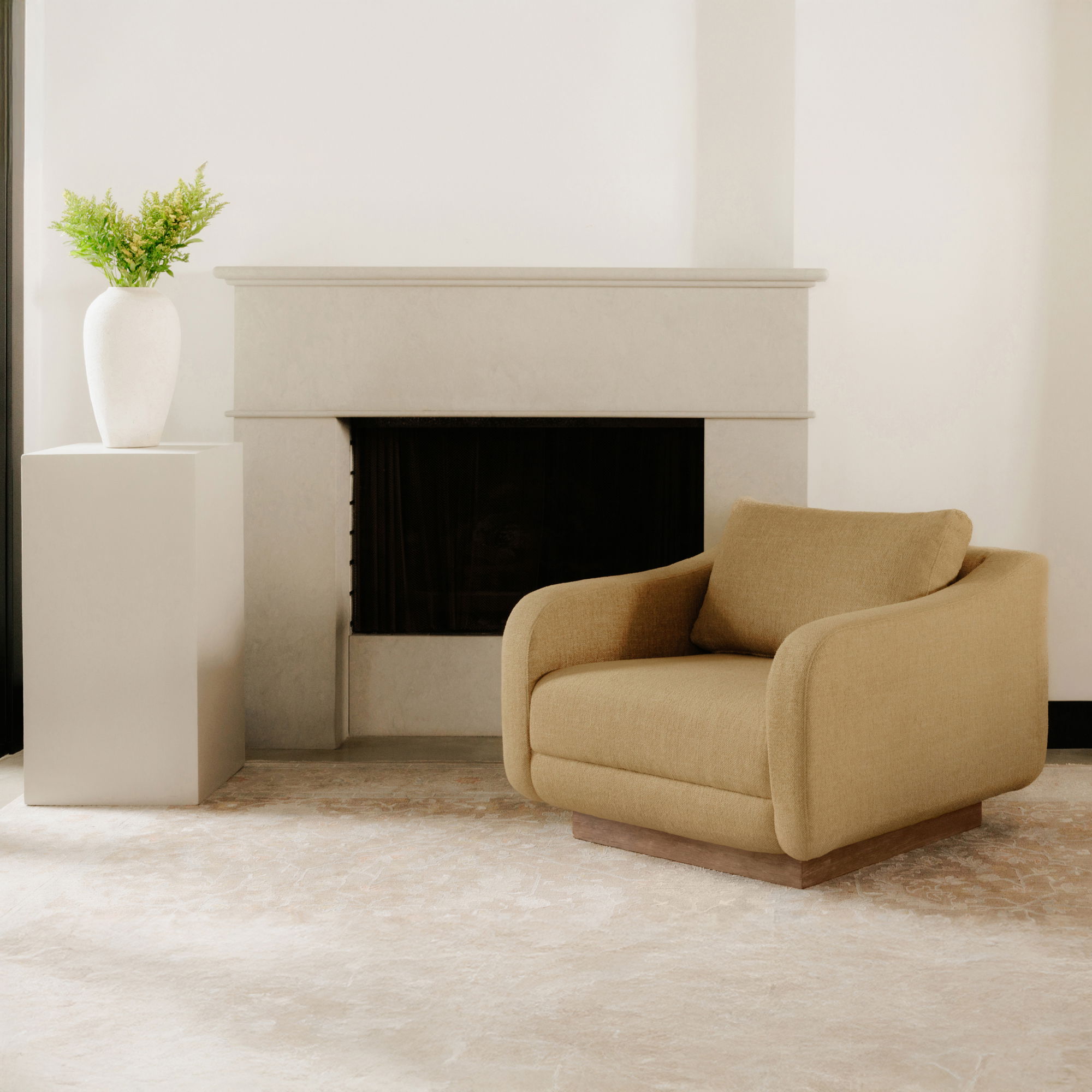 Keane Lounge Chair Ochre, Accent Chair by Moe's Home, 38" width x 31.25" height x 39.5" depth View 8