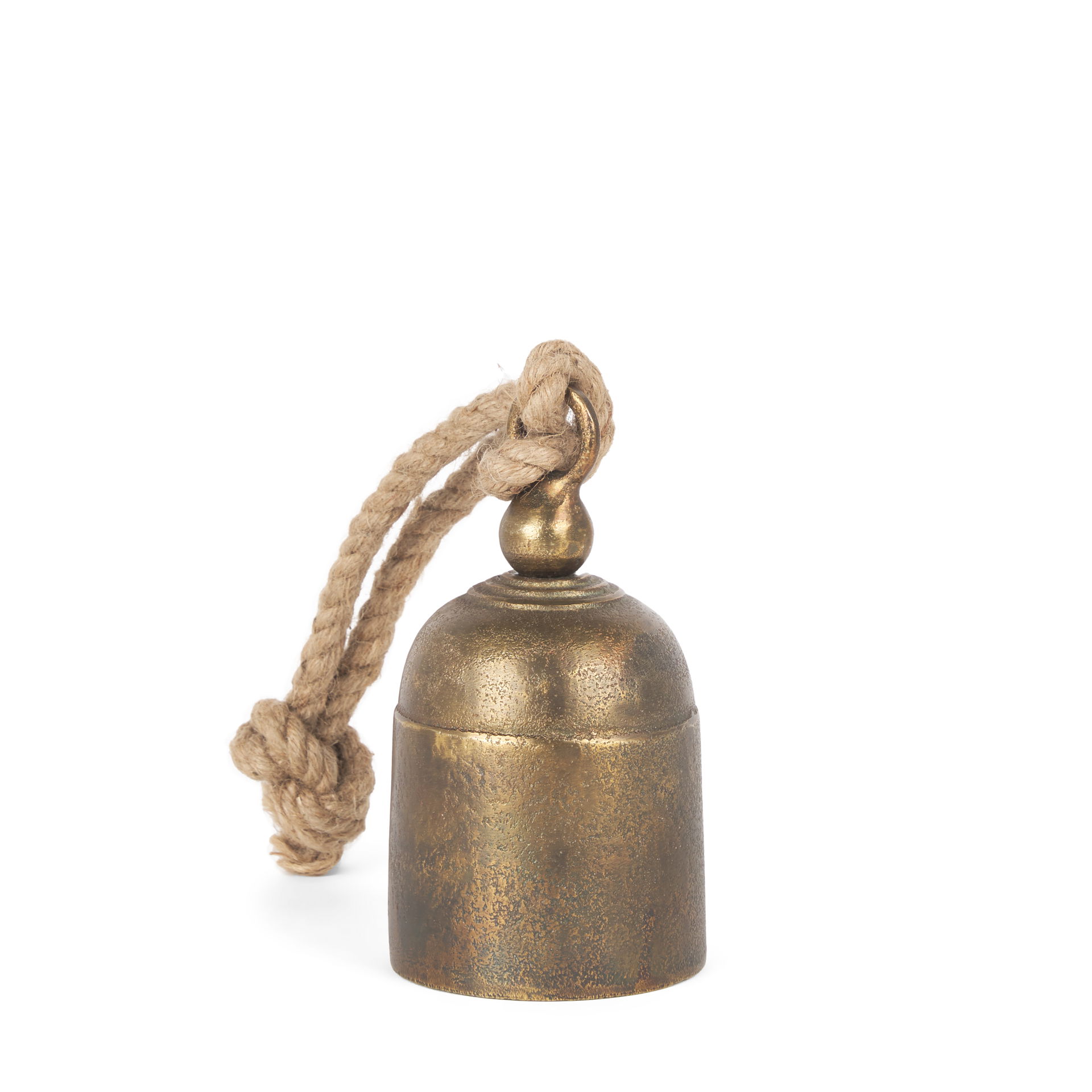Quincy Small Gold Metal Decorative Bell Object, Decorative Object by Mercana, 3.5" length x 3.5" width x 6" height View 1