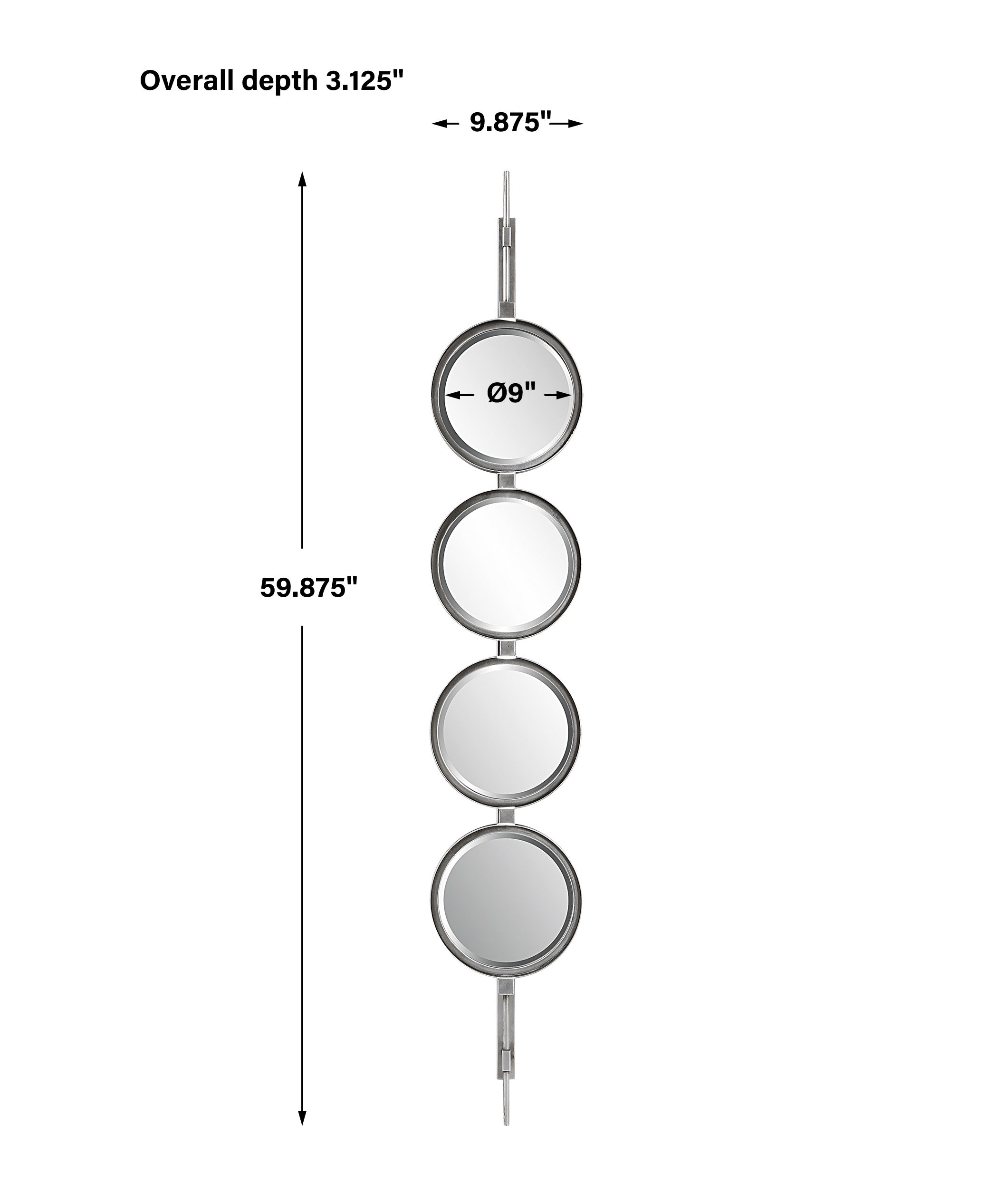 Button Silver Mirror, by Uttermost, 9.87" width x 59.87" height x 3.12" depth View 3