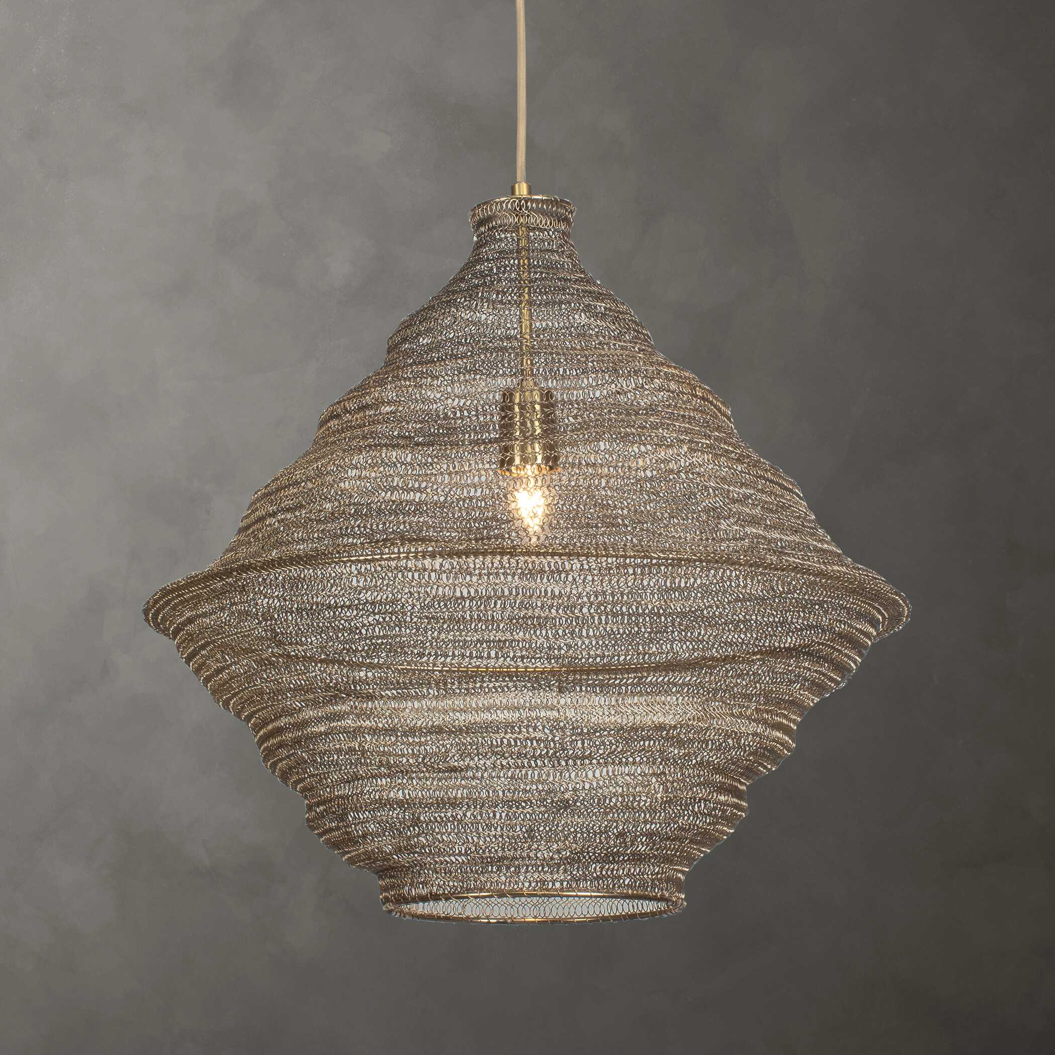 Sigh Woven Brass 1 Light Pendant, Ceiling Light by Uttermost, 20" width x 20.6" height x 20" diameter x 20" depth View 2