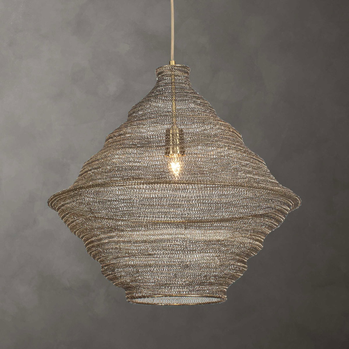 Sigh Woven Brass 1 Light Pendant, by Uttermost, 1'8" width x 1'8.6" height x 1'8" diameter x 1'8" depth View 2