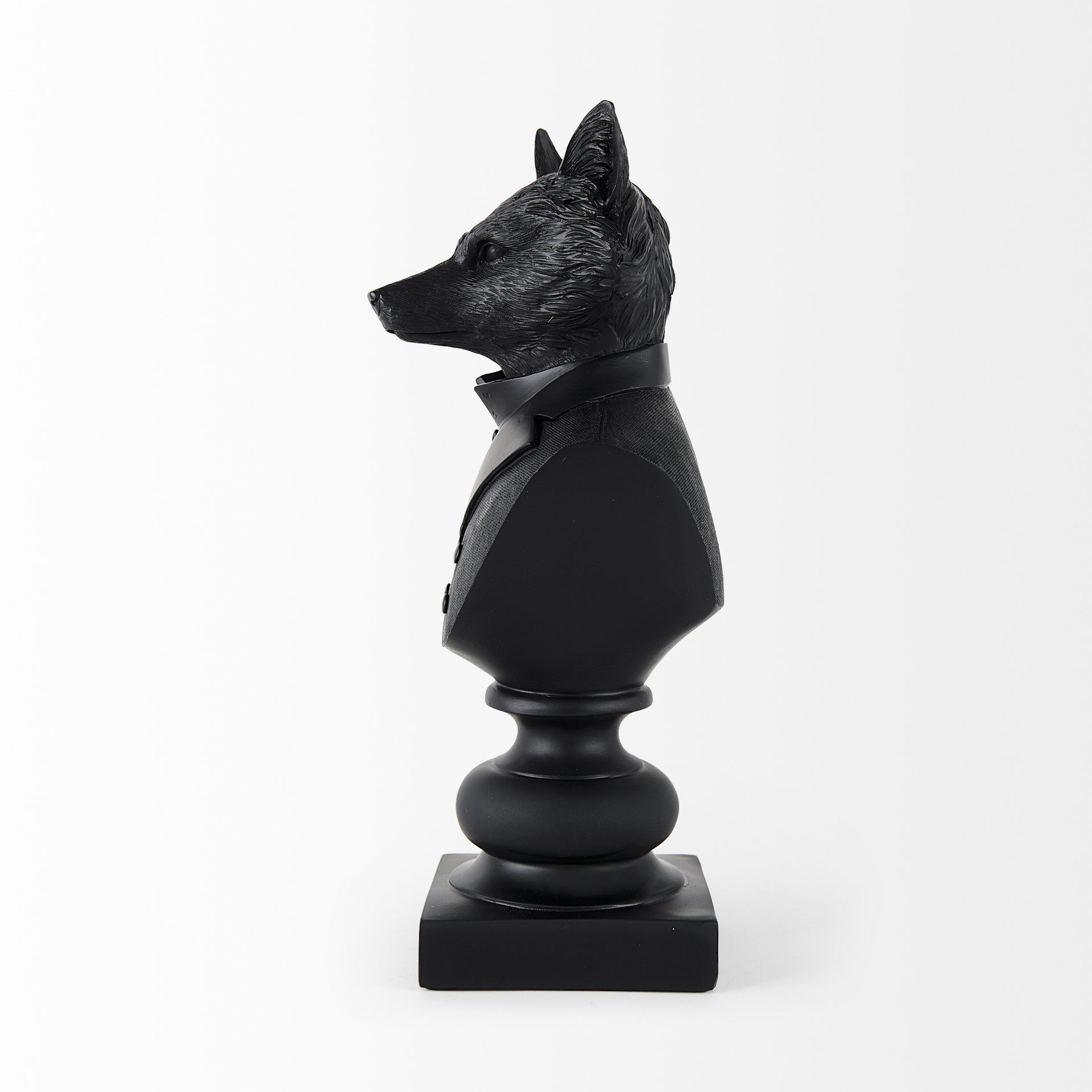 Murray  Black Painted Resin Fox in a Suit Bust large image 