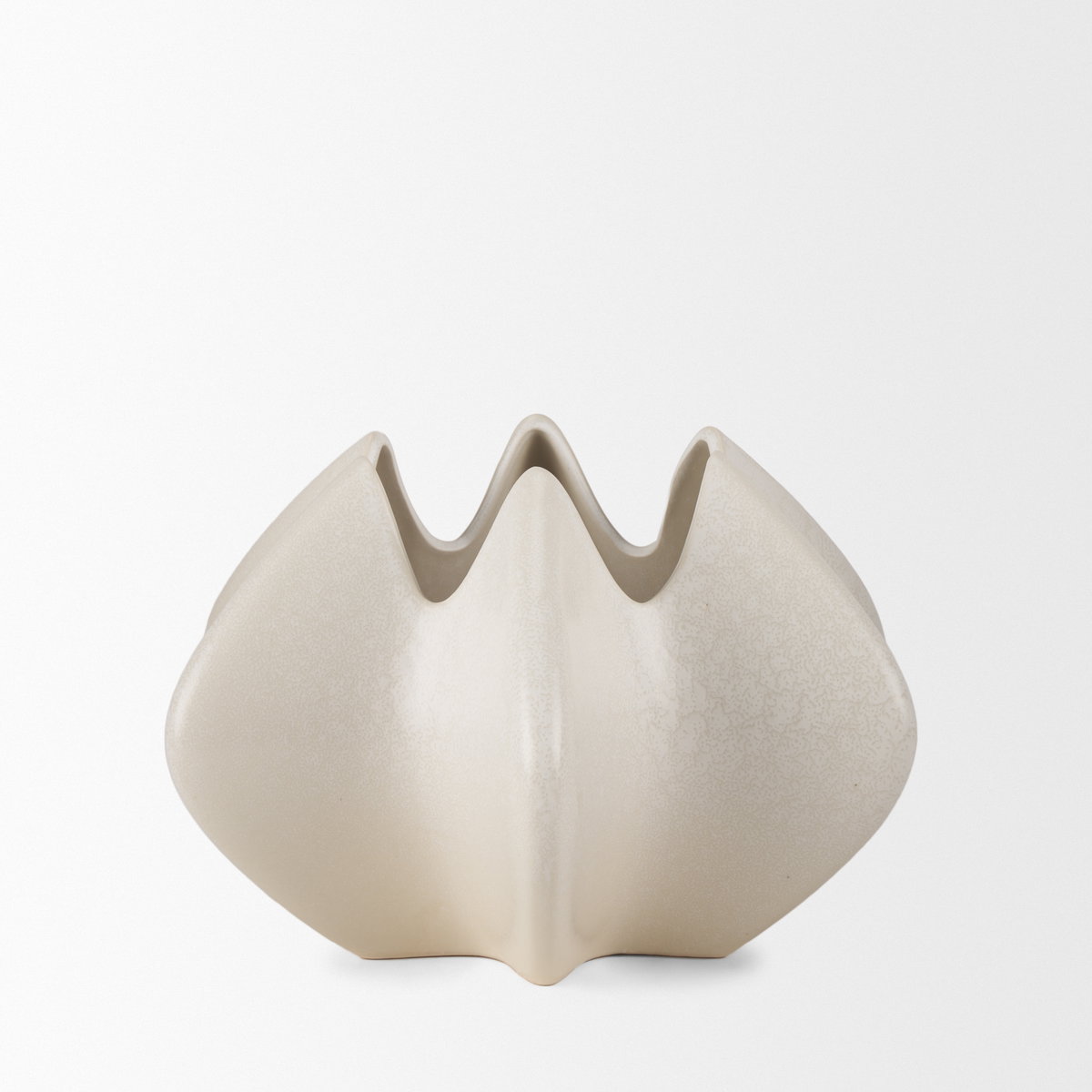 Ulrich Sculptural Cream Glazed Ceramic Vase, by Mercana, 13.98" length x 13.78" width x 8.86" height View 6