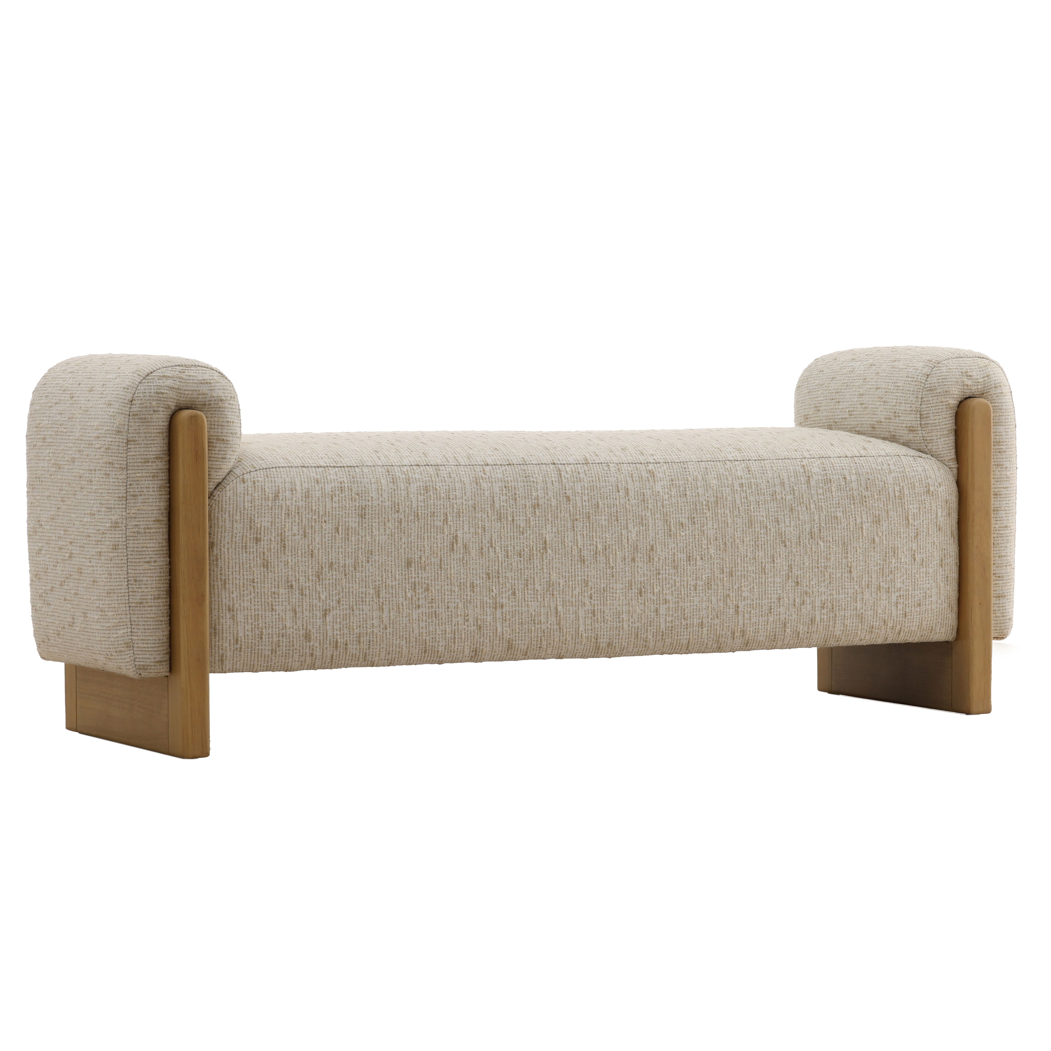 Eliott Bench Cream, Benche by Dovetail, 61" width x 23" height x 18.5" depth View 1