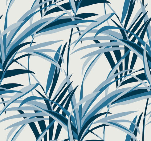 Tropical Paradise Blue & White Wallpaper