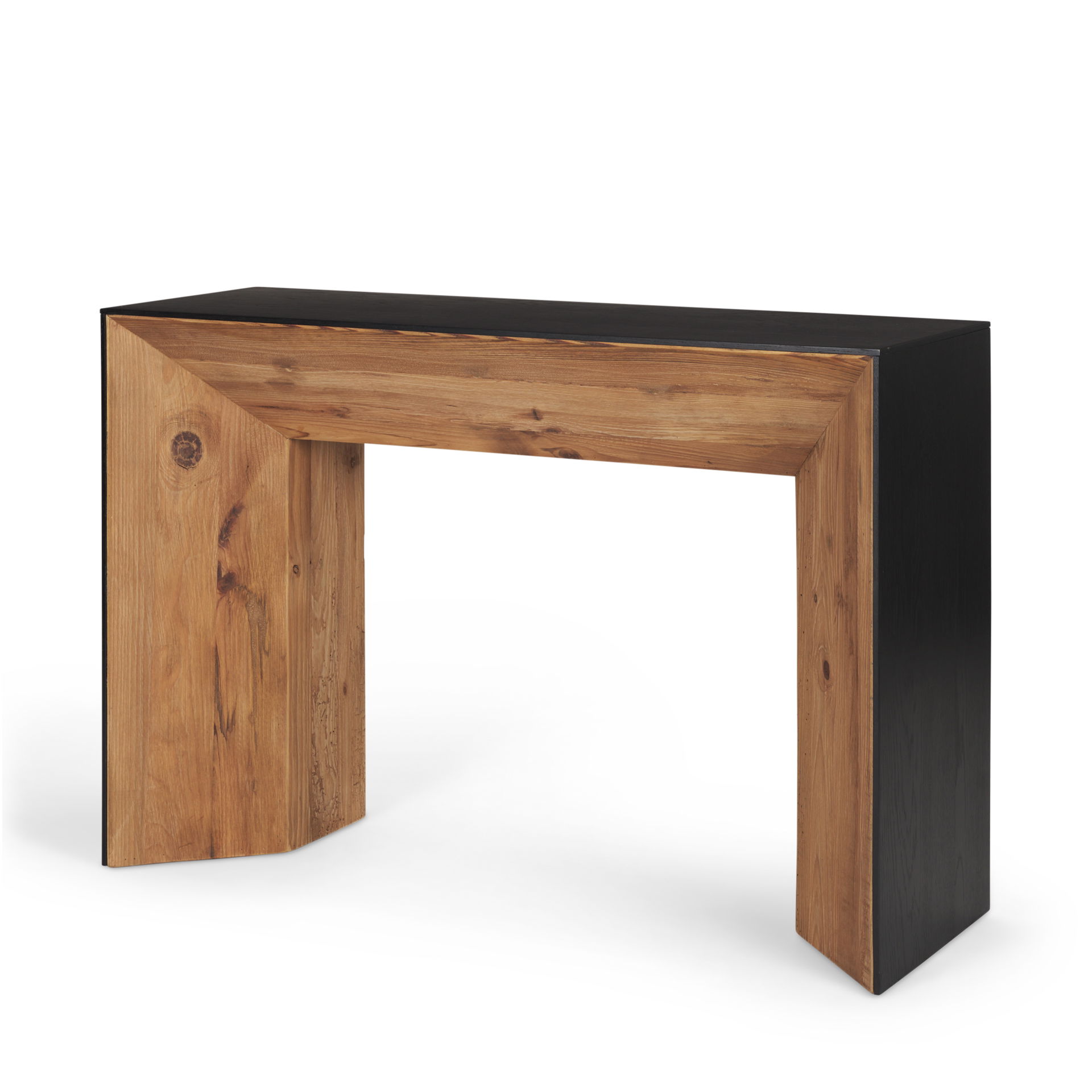 Tabor Natural Wood with Black Oak Waterfall Console Table, by Mercana, 47" length x 16" width x 31" height View 1
