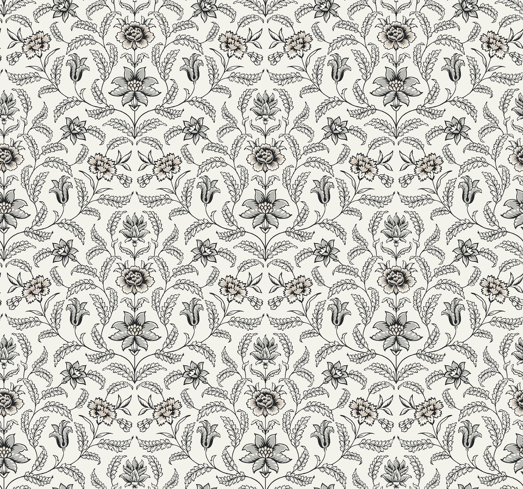 Vintage Blooms Grey Wallpaper large image 