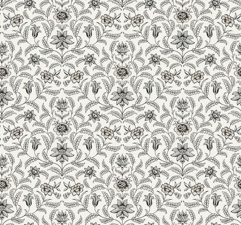 Vintage Blooms Grey Wallpaper