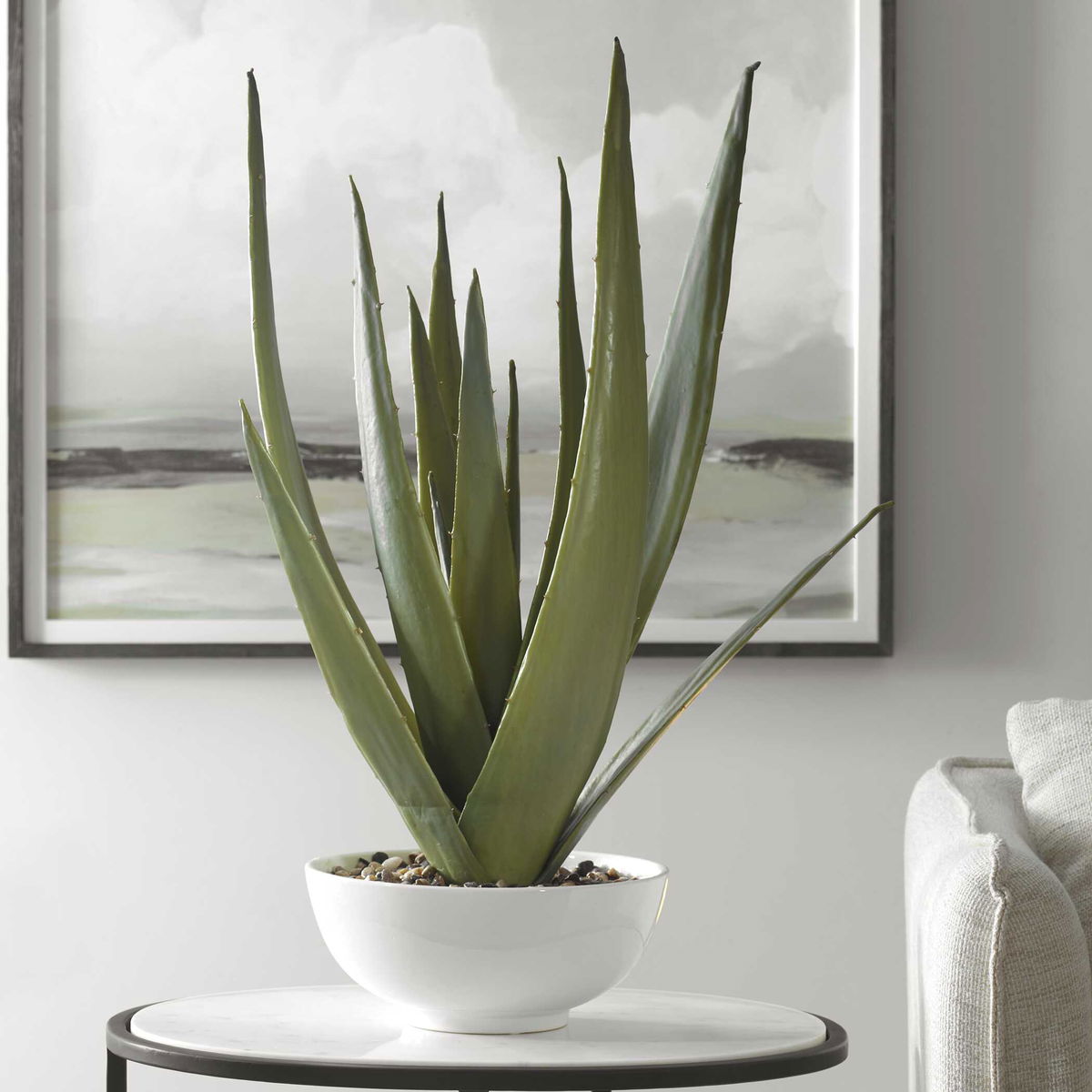 Evarado Aloe Planter, Artificial Plants & Flower by Uttermost, 16.75" width x 28.25" height x 16.75" depth View 3