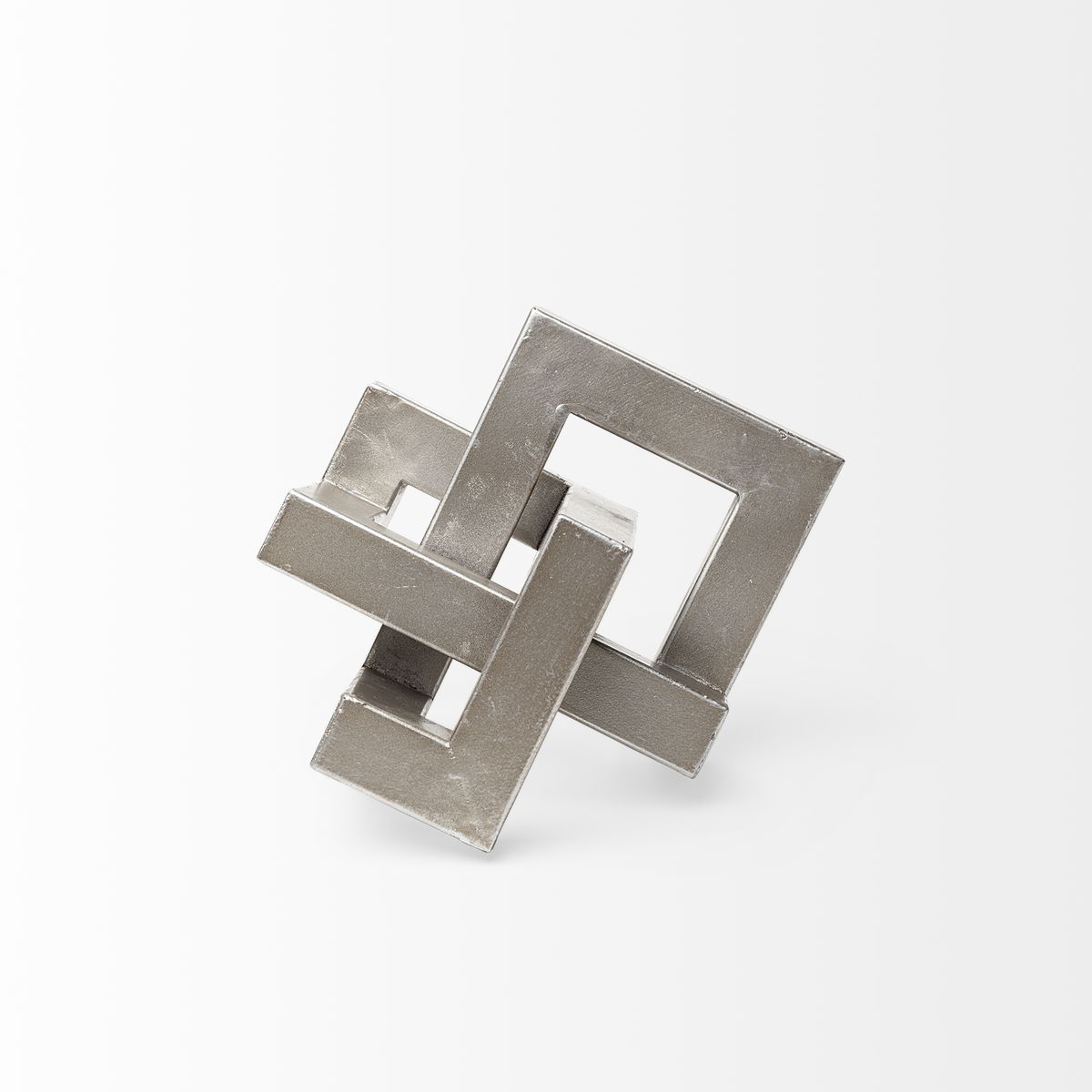 Link Small Silver Metal Sculpture Decorative Object, by Mercana, 7" length x 7.09" width x 7.09" height View 3