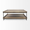 Trey 48x46 Rectangular Brown Solid Wood Top Table Black Metal Frame Two-Tier Coffee Table thumbnail 3