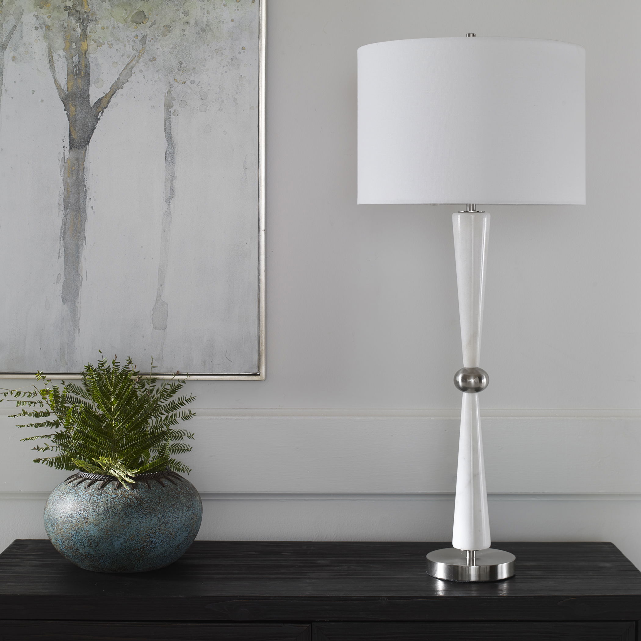 Hourglass White Table Lamp large image 