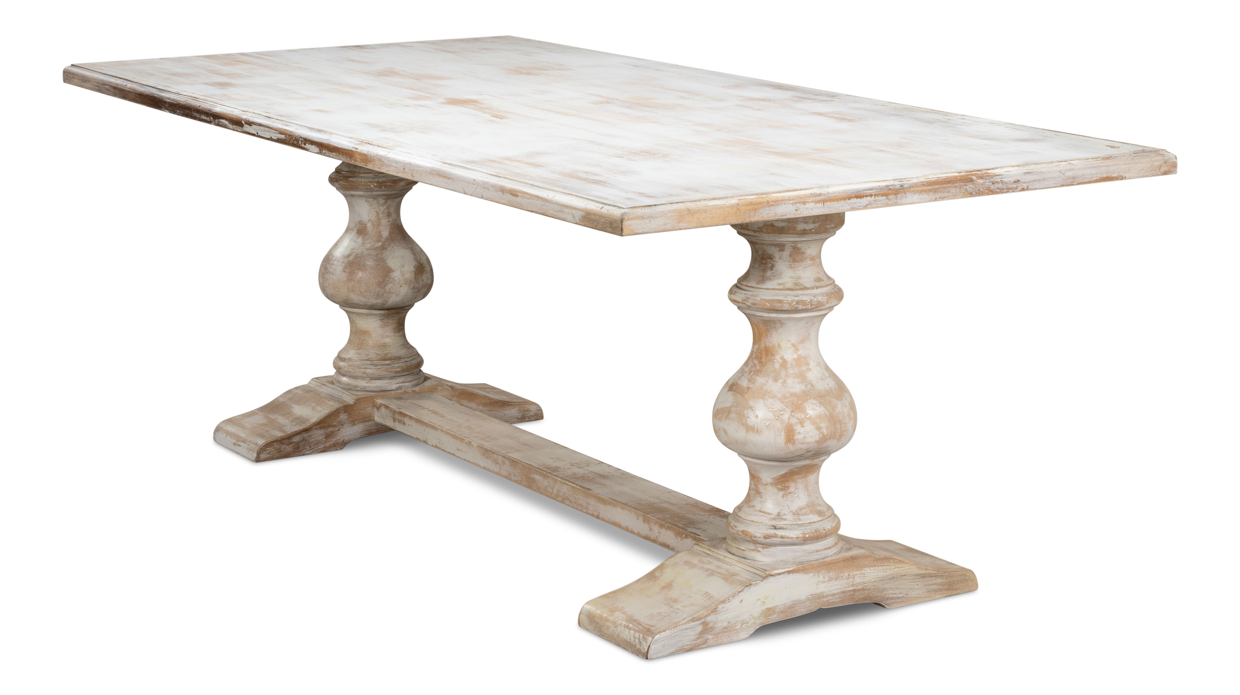 *Lionisio Trestle Table,Disrupted White, Dining Table by Sarreid, 84" length x 41" width x 30" height View 10