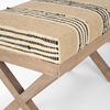 Solis 50L x 16W Brown Base Upholstered Beige/Black Stripe Seat Accent Bench thumbnail 6