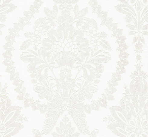 Heritage Damask White & Beige Wallpaper