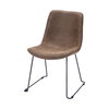 Sawyer Solid Back Dining Side Chair | Brown Faux Leather with Pipe Metal, Dining Chair by Mercana, 22.44" length x 24.8" width x 34.65" height thumbnail 1