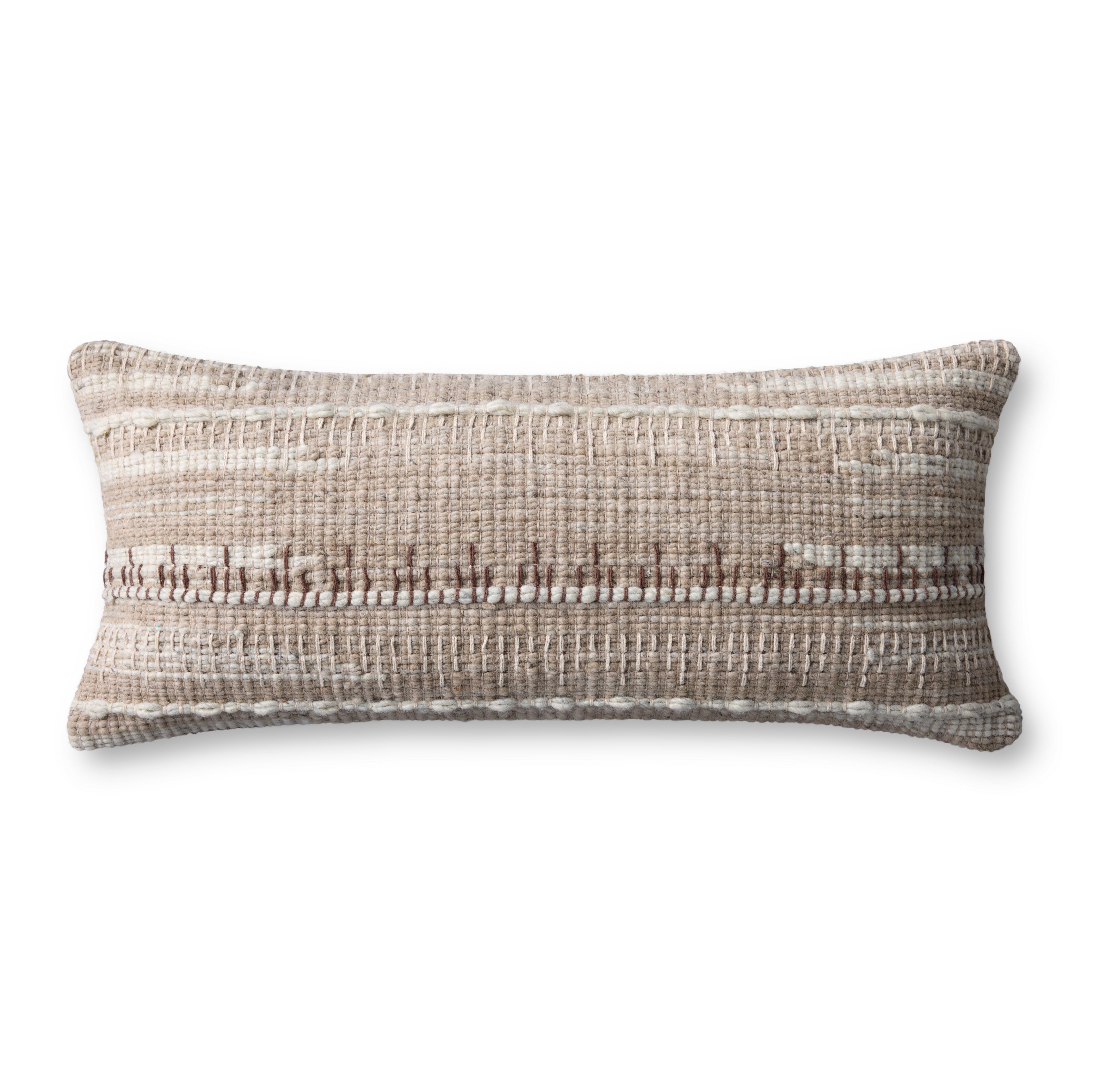 Loloi Ivory Pillow, Decorative Pillow, 12" length x 27" width