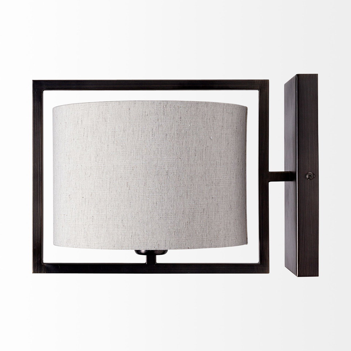 Smithe I 9x13 Black Toned Metal Cream Lampshade Wall Sconce, by Mercana, 9" length x 13" width x 9" height View 4