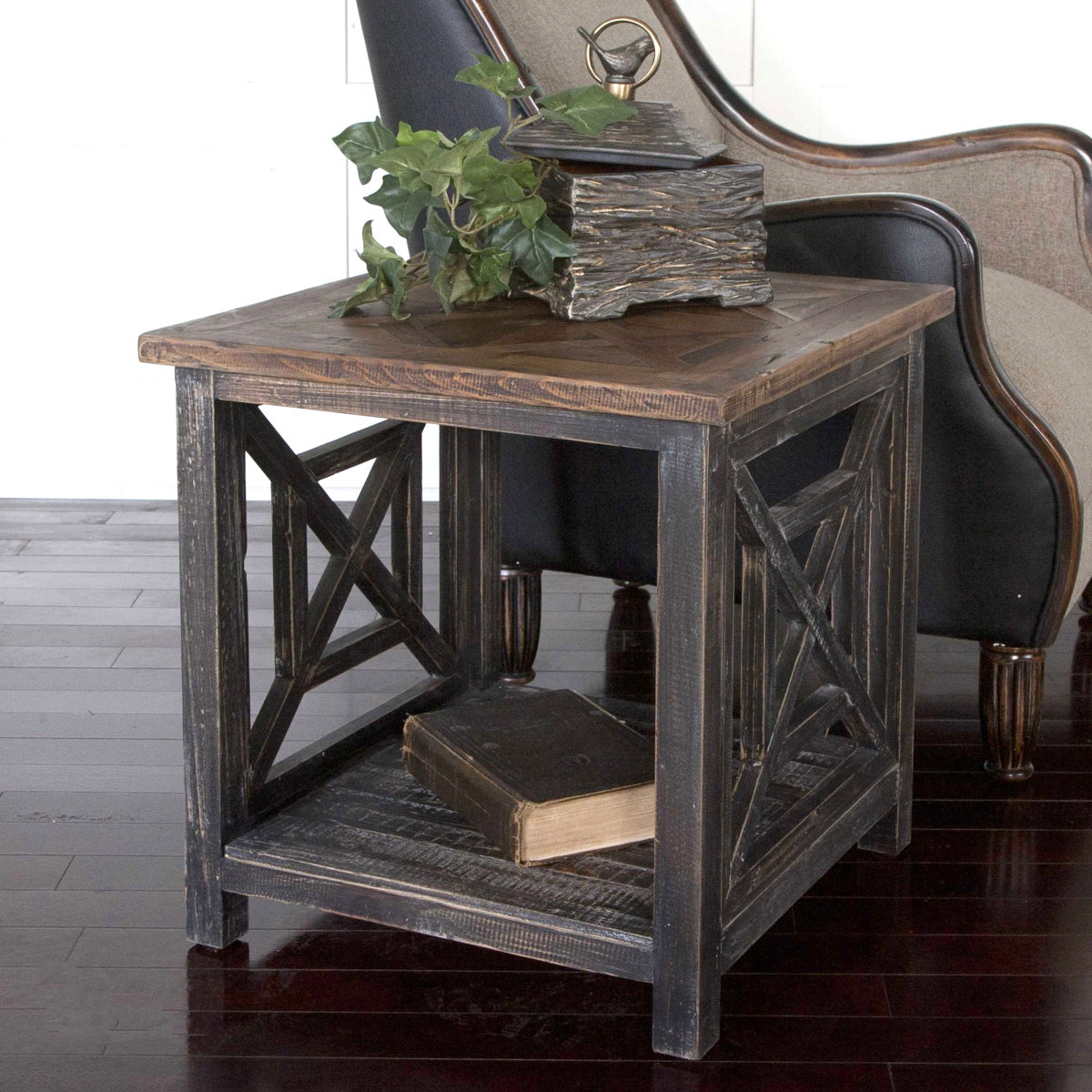 Spiro Reclaimed Wood End Table, Side & End Table by Uttermost, 19.75" width x 21.62" height x 19.75" depth View 2