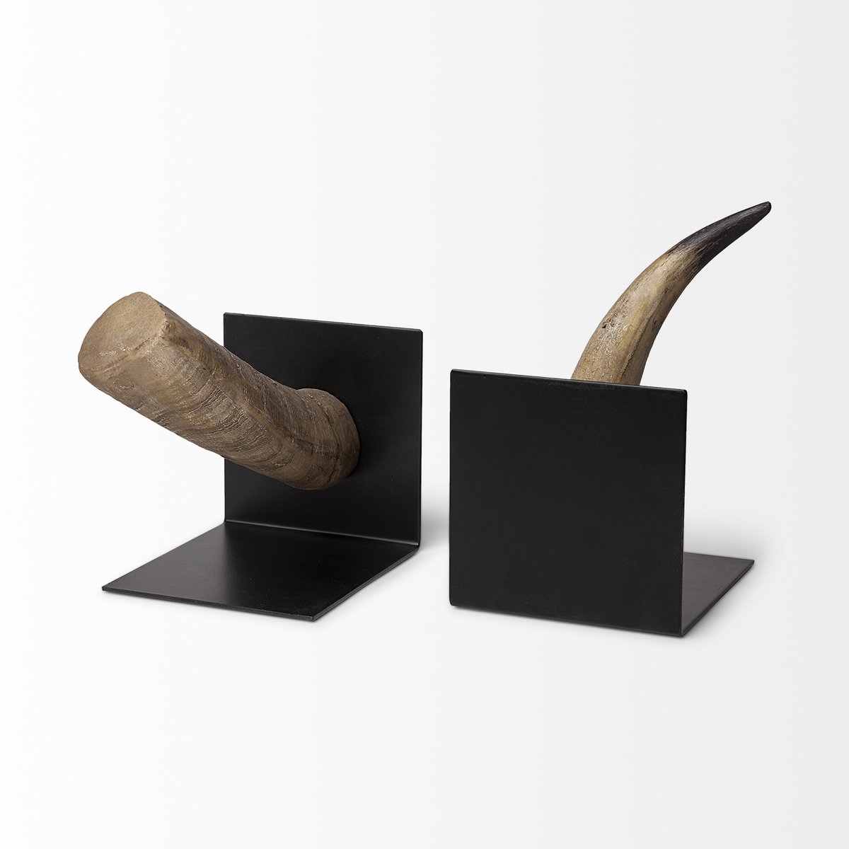 Nickerson (Set of 2) 6L x 7W Bull Horn Bookends, by Mercana, 5.5" length x 6.5" width x 5.51" height View 5
