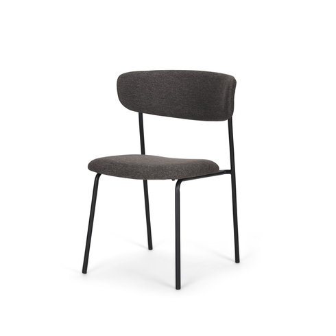Corey Contoured Back Dining Side Chair | Gray Fabric with Metal