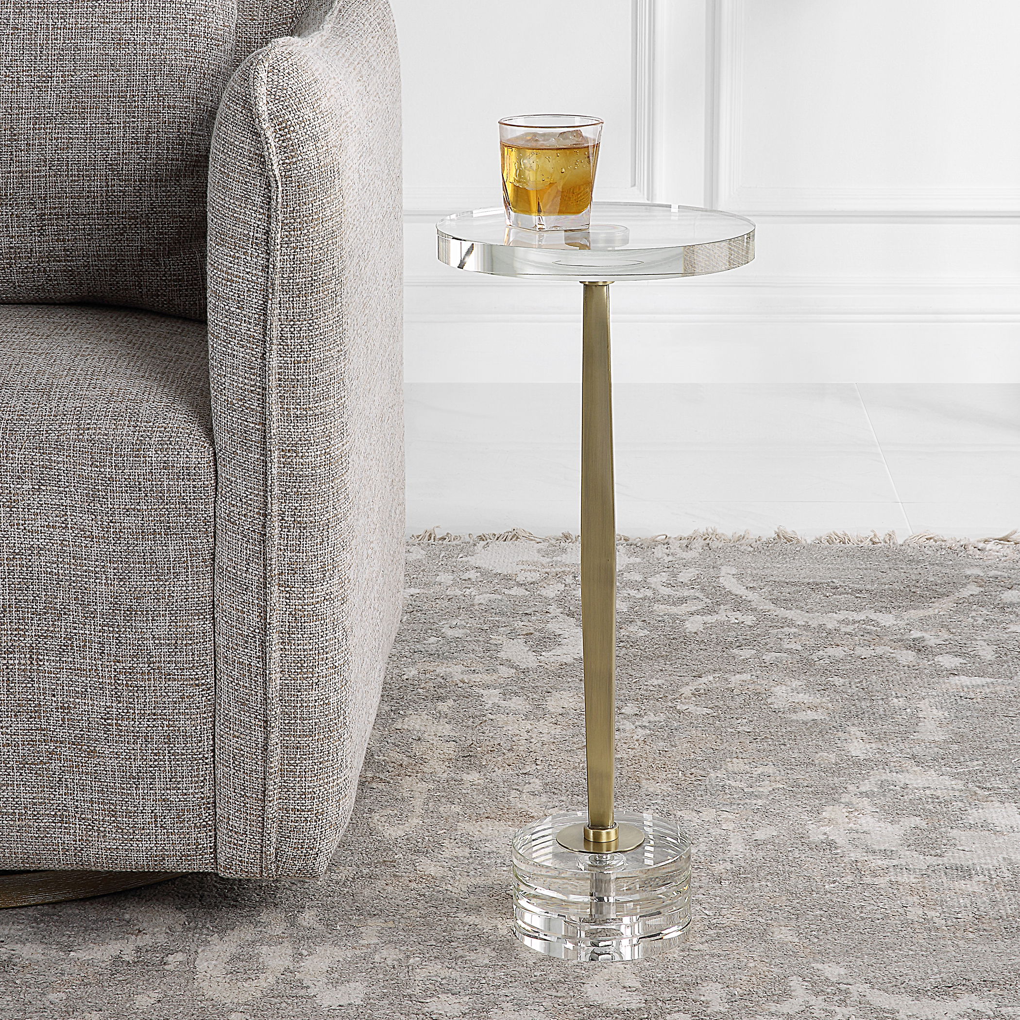 Groove Crystal Drink Table, Furniture by Uttermost, 10.25" width x 23.75" height x 10.25" depth View 2