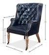 Welsh Blue Leather Chair, Seating by Sarreid, 30" length x 32" width x 40" height thumbnail 14