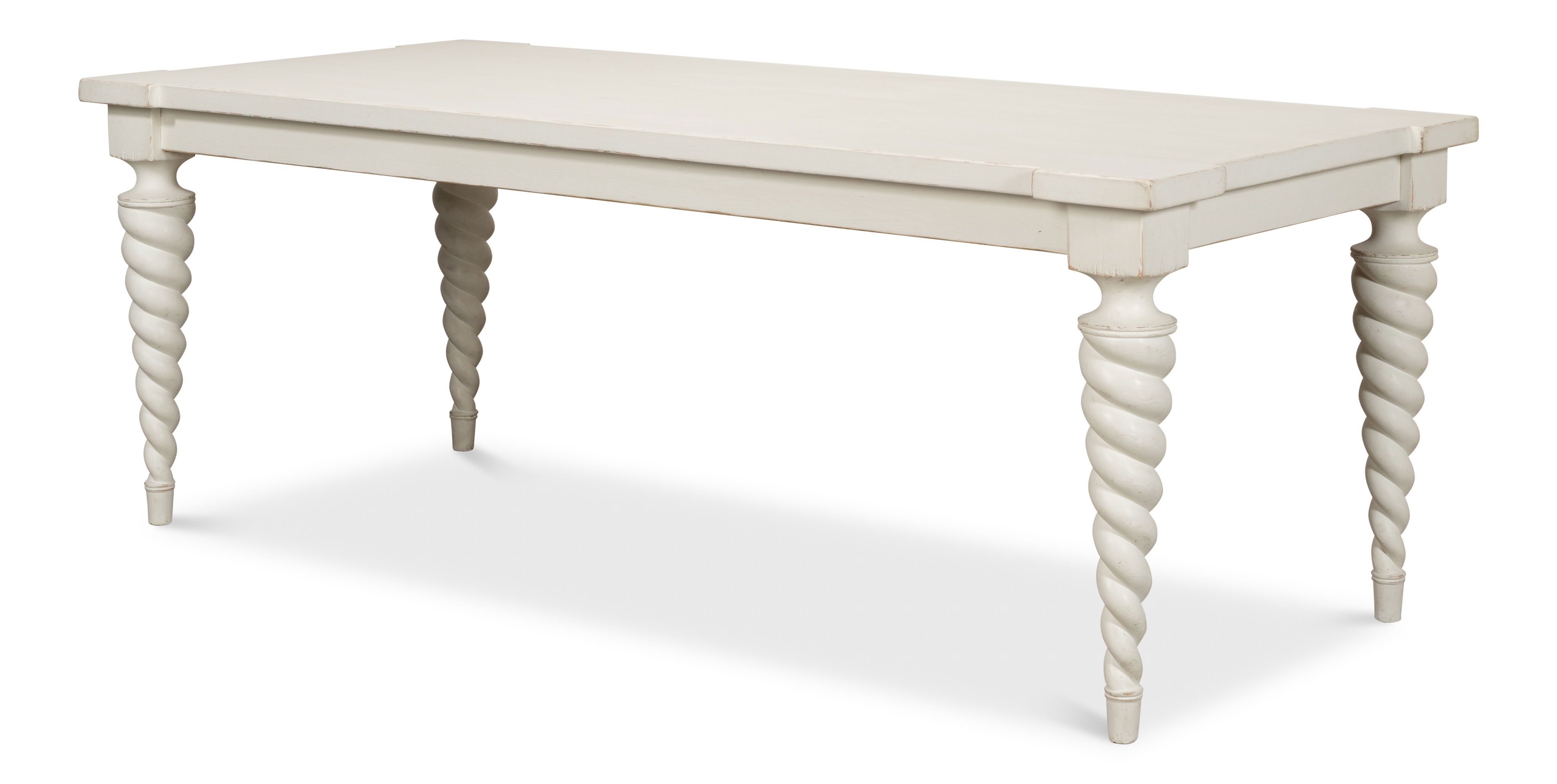 Teagan Dining Table, Antique White, by Sarreid, 85" length x 37" width x 30" height View 9