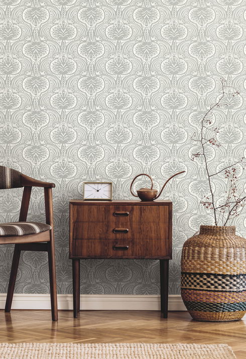 Lotus Palm Grey Wallpaper