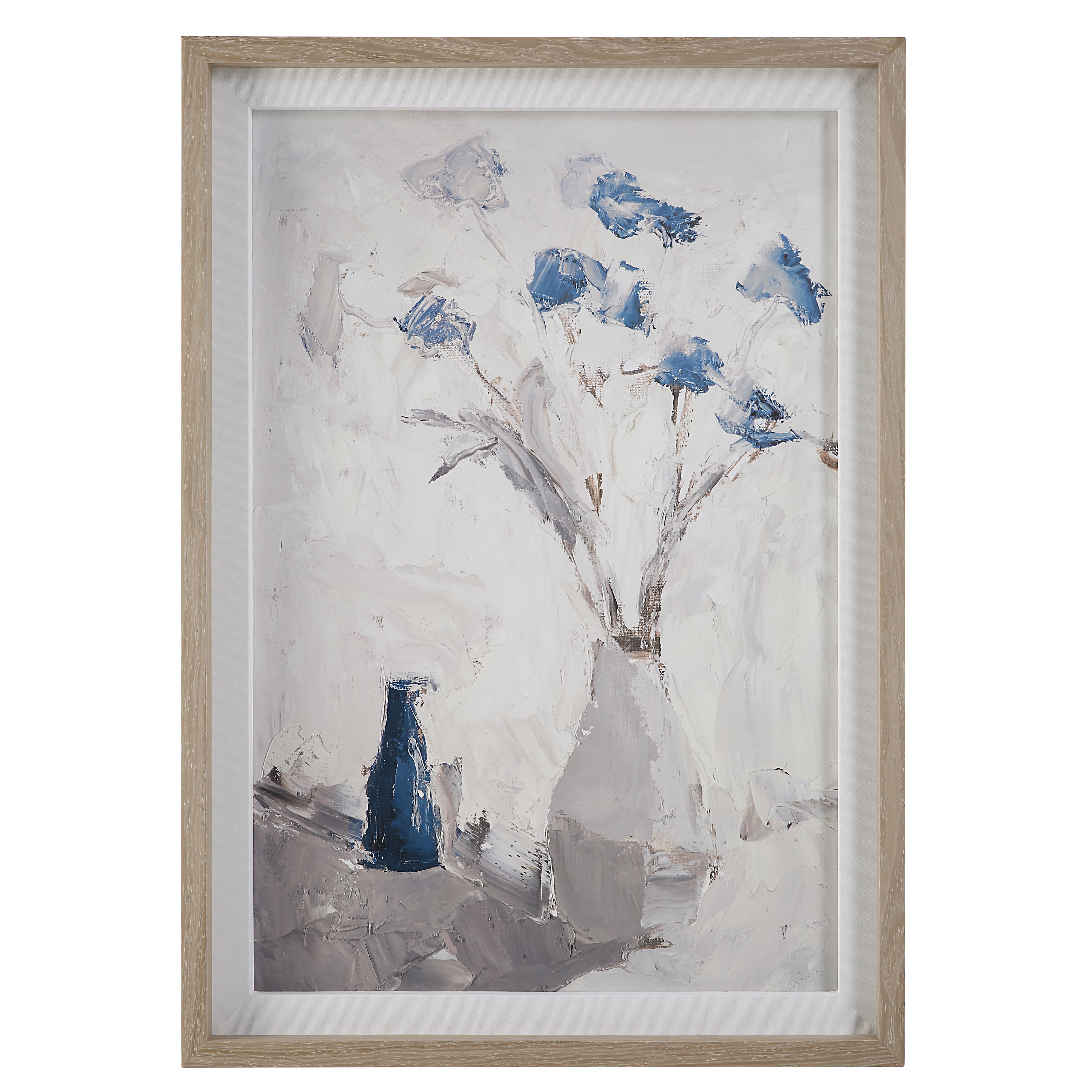 Blue Flowers In Vase Framed Print large image 