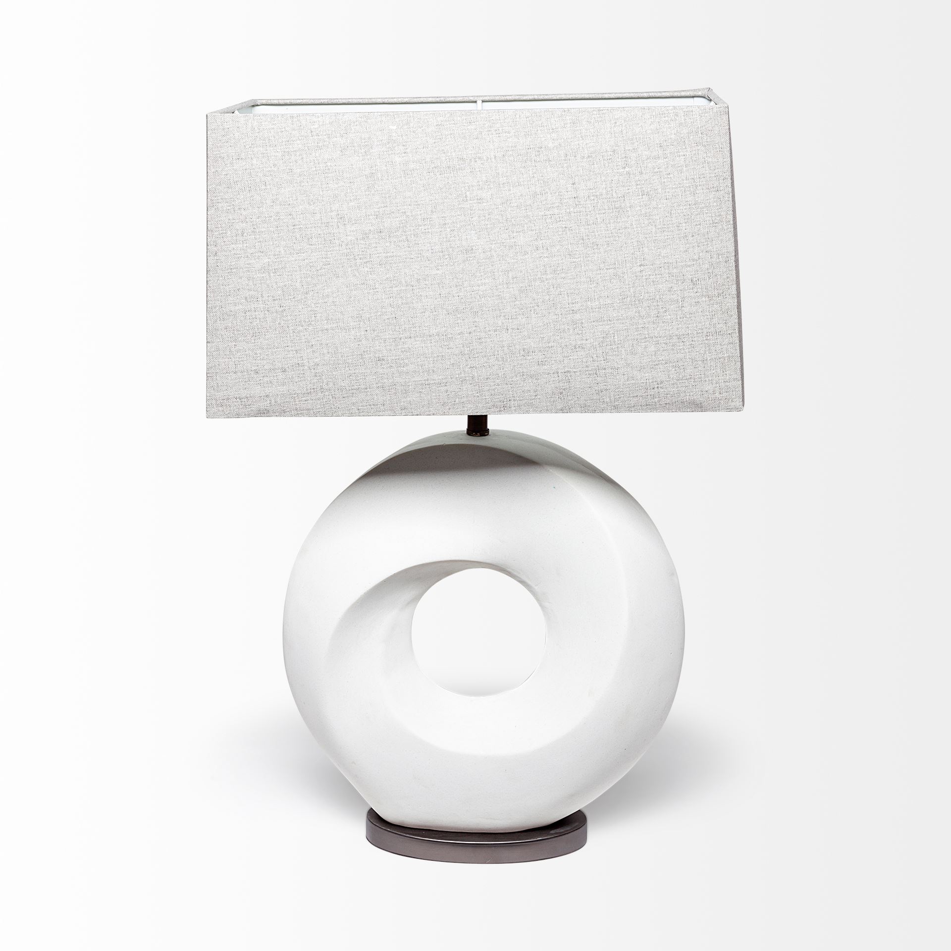Celtica (26.8'H) White Resin Ring-Shaped Base Table Lamp, by Mercana, 17" length x 9" width x 27.5" height View 3