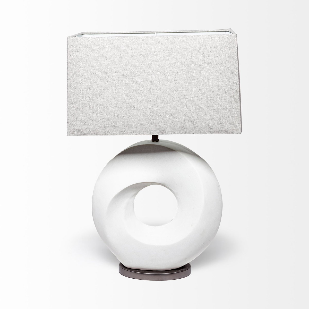 Celtica (26.8'H) White Resin Ring-Shaped Base Table Lamp, by Mercana, 17" length x 9" width x 27.5" height View 3
