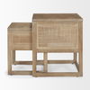 Grier Set of 2 Light Brown Solid Wood with Cane Nesting Accent Tables, Side & End Table by Mercana, 20" length x 20" width x 23" height thumbnail 6